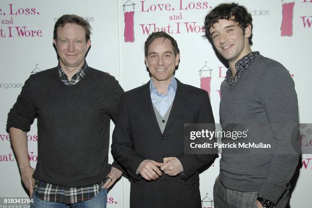 Matthew Schneck, Sam Breslin Wright and Michael Urie attend LOVE, LOSS, AND WHAT I WORE Welcomes a New Cast at Marseille on February 4, 2010 in New...