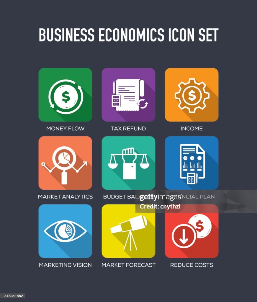 Business Economics Flat Icon Set