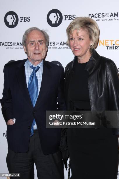 Harry Evans and Tina Brown attend The Premiere Screening of FACES OF AMERICA at The Allen Room on February 1, 2010 in New York City.