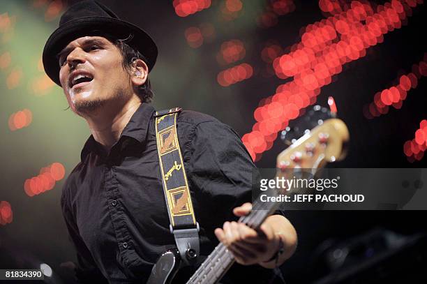 Dan Levy performs on stage with his band "The Do", during the 20th edition of the French rock festival "Les Eurockeennes de Belfort", on July 5, 2008...