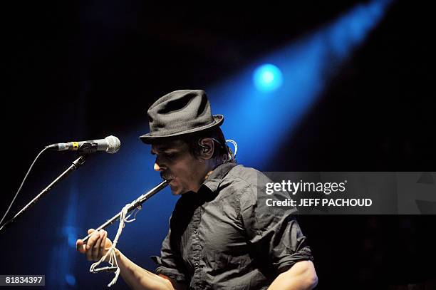 Dan Levy performs on stage with his band "The Do", during the 20th edition of the French rock festival "Les Eurockeennes de Belfort", on July 5, 2008...