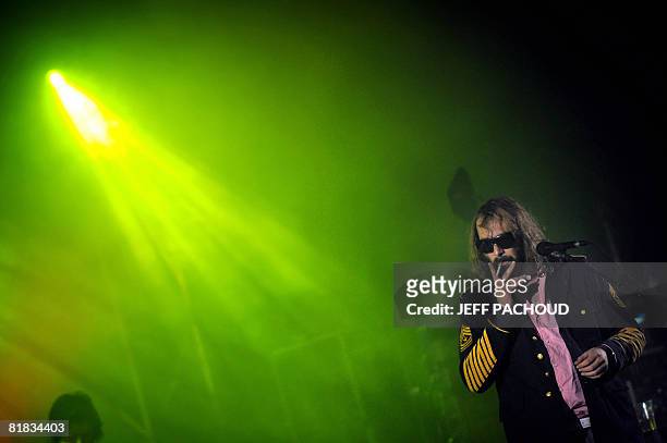French artist Sebastien Tellier performs on stage, 5 July 2008 in Belfort, eastern France, during the 20th edition of the French rock festival "Les...