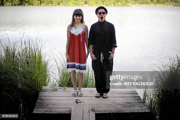 Dan Levy and Olivia B. Merilahti of the band "The Do", pose during the 20th edition of the French rock festival "Les Eurockeennes de Belfort", on...