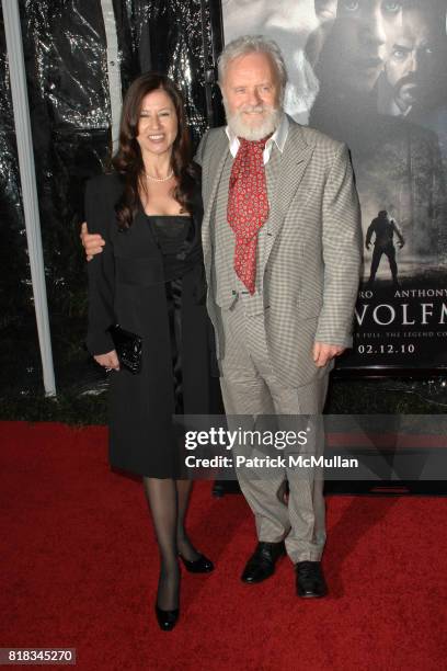 Stella Arroyave and Anthony Hopkins attend "The Wolfman" Los Angeles Premiere at ArcLight Hollywood Cinemas on February 9, 2010 in Hollywood,...