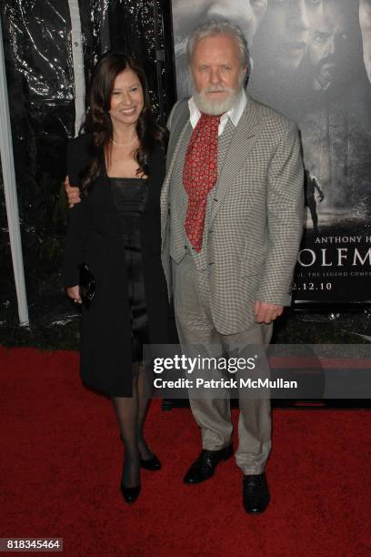 Stella Arroyave and Anthony Hopkins attend "The Wolfman" Los Angeles Premiere at ArcLight Hollywood Cinemas on February 9, 2010 in Hollywood,...