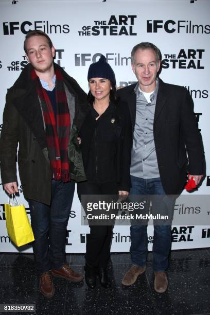 Kevin McEnroe, Patti Smyth and John McEnroe attend The New York Premeier of: THE ART OF THE STEAL at Moma on February 9, 2010 in New York City.