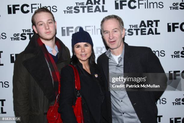 Kevin McEnroe, Patti Smyth and John McEnroe attend The New York Premeier of: THE ART OF THE STEAL at Moma on February 9, 2010 in New York City.