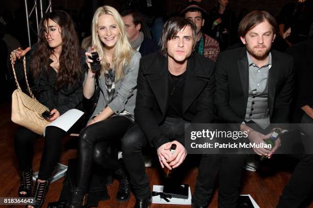 Tallulah Harlech, ?, Caleb Followill and Jared Followill attend RAG & BONE Fall 2010 Women's Collection at 82 Mercer Street on February 12th, 2010 in...