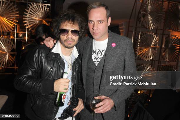 Olivier Zahm and Paul Sevigny attend The PURPLE Fashion Magazine Dinner at Kenmare on February 14, 2010 in New York City.