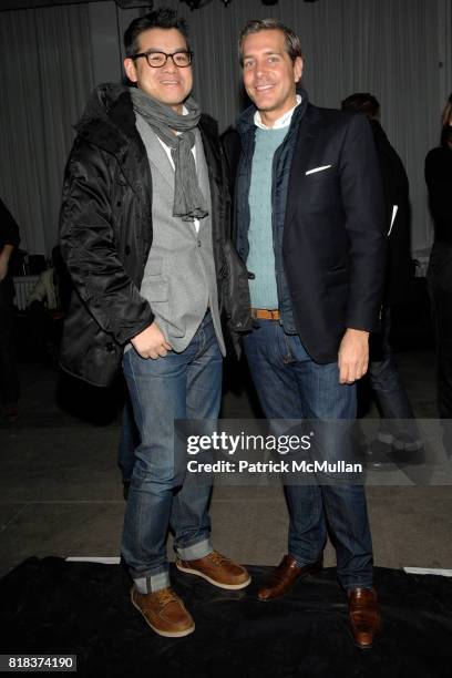 Peter Som and Christian Leone attend MICHAEL BASTIAN Fall 2010 Collection at Exit Art on February 14, 2010 in New York City.