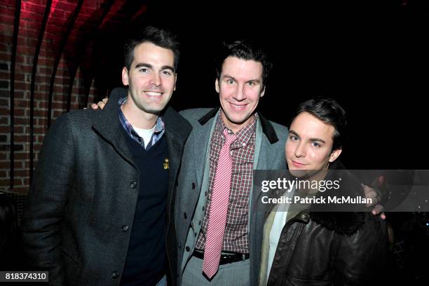 Andrew Freesmeier, Peter Davis and Aaron Bakalar attend LAUNCH OF THE NEW MODELS HOTEL at Juliet Supper Club on February 8, 2010 in New York City.