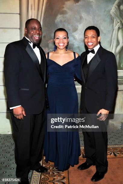 Jay Bernard Calloway, Carmen Ruby Flloyd and Derrick Baskin attend THE DRAMA LEAGUE'S Annual Benefit Gala: A MUSICAL CELEBRATION OF BROADWAY at The...