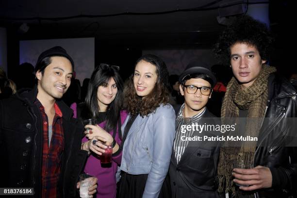 Jeff Suarez, Lisa Weatherby, Melaney Oldenhof, JonCarlo Domingo and Eric Reeves attend LnA Afterparty hosted by M.A.C. & Milk at Milk Gallery on...