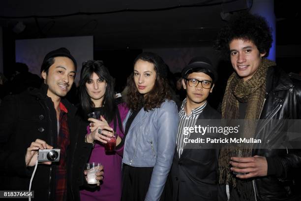 Jeff Suarez, Lisa Weatherby, Melaney Oldenhof, JonCarlo Domingo and Eric Reeves attend LnA Afterparty hosted by M.A.C. & Milk at Milk Gallery on...