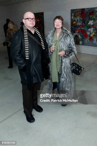 Lawrence Rickels and Nancy Barton attend Opening Reception For ROSS BLECKNER at Mary Boone Gallery on February 11, 2010 in New York City.