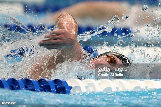 Erik Vendt swims to a fourth place finish in the final of the 1500 meter freestyle during the U.S. Swimming Olympic Trials on July 6, 2008 at the...