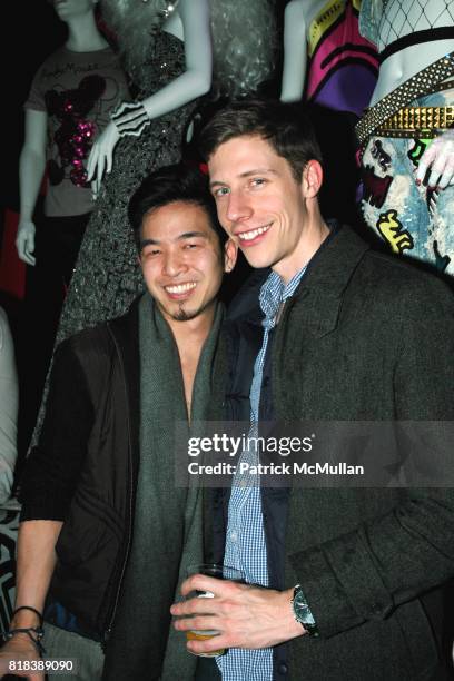 Michael Chua and John Seaborne attend Patricia Field Paradise Garage Collection Launch at Good Units at The Hudson Hotel on February 11, 2010 in New...