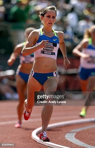 Shannon Rowbury competes en route to winning the gold medal as she crosses the line in the women's 1,500 meter final during day eight of the U.S....