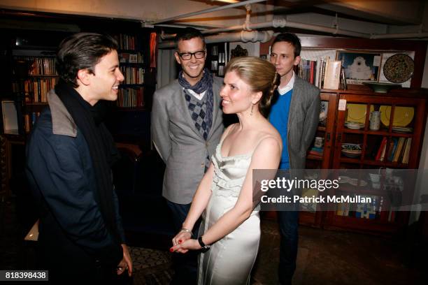 Thomas Rom, Brian Gorman, Bianca Kawecki and ? attend BIANCA KAWECKI and NYC OPERA YOUNG PATRONS host the Spring Shopping Preview at City Opera...