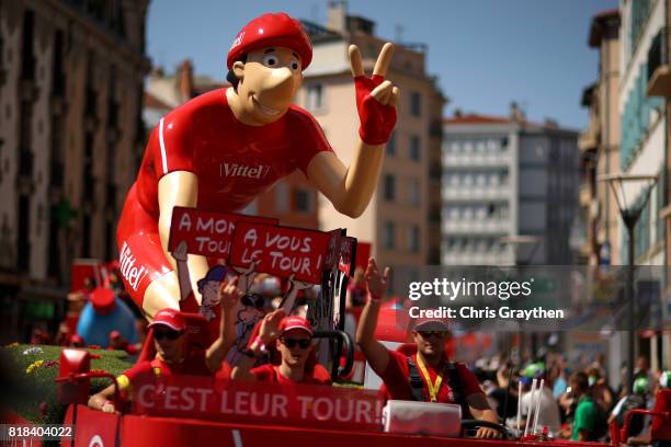 The publicity caravan is seen during stage 16 of the 2017 Le Tour de France, a 165km stage from Le Puy-en-Velay to Romans-sur-Isère on July 18, 2017...