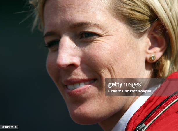 Meredith Michaels-Beerbaum of Germany is seen during the big prize of Aachen show jump competition on Day 5 of the CHIO on July 6, 2008 in Aachen,...