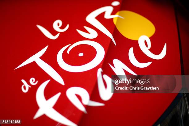 Le Tour de France logo is seen on a car during stage 16 of the 2017 Le Tour de France, a 165km stage from Le Puy-en-Velay to Romans-sur-Isère on July...