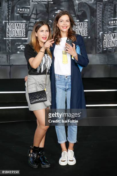 German actress Chryssanthi Kavazi and German actress Susan Hoecke attend the 'Atomic Blonde' World Premiere at Stage Theater on July 17, 2017 in...