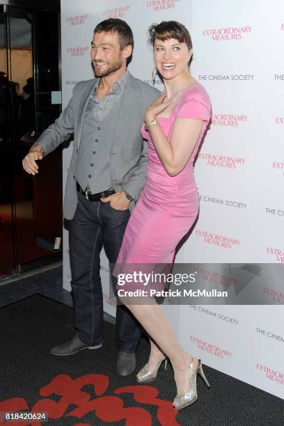 Andy Whitfield and Lucy Lawless attend THE CINEMA SOCIETY with JOHN & AILEEN CROWLEY host a screening of "EXTRAORDINARY MEASURES" at School of Visual...