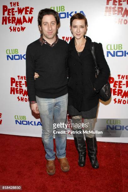Simon Helberg and Jocelyn Towne attend The Pee Wee Herman Show Opening Night at Club Nokia on January 20, 2010 in Los Angeles, California.