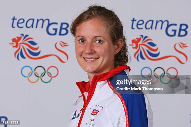 Hockey player Jo Catherine Ellis of the British Olympic Team poses for a photograph during the team GB kitting out at the NEC on July 7 2008 in...