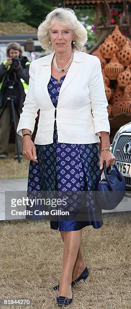 Camilla, Duchess of Cornwall during her visit to the Plant Heritage Marquee at Hampton Court Palace Flower Show on July 7, 2008 in London, England....