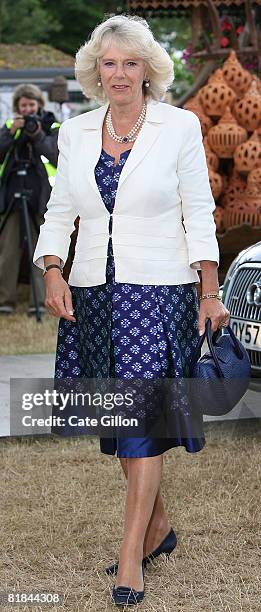 Camilla, Duchess of Cornwall during her visit to the Plant Heritage Marquee at Hampton Court Palace Flower Show on July 7, 2008 in London, England....