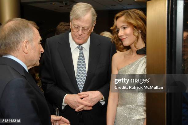 Laurence Graff, David Koch and Julia Koch attend WITTELSBACH-GRAFF DIAMOND Unveiling - Private Dinner at Smithsonian National Museum of Natural...