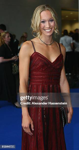 Kick boxing world champion Christine Theiss arrives for the Bavarian Sport Award 2008 at the International Congress Center Munich on July 7, 2008 in...