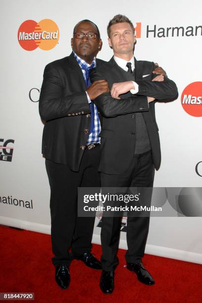 Randy Jackson and Ryan Seacrest attend Pre-GRAMMY Gala & Salute to Industry Icons with Clive Davis at Beverly Hilton Hotel on January 30, 2010 in...