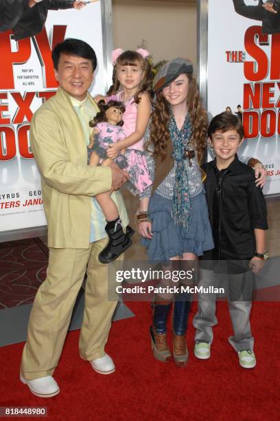 Jackie Chan, Alina Foley, Madeline Carroll and Will Shadley attend "The Spy Next Door" Los Angeles Premiere at The Grove on January 9, 2010 in Los...