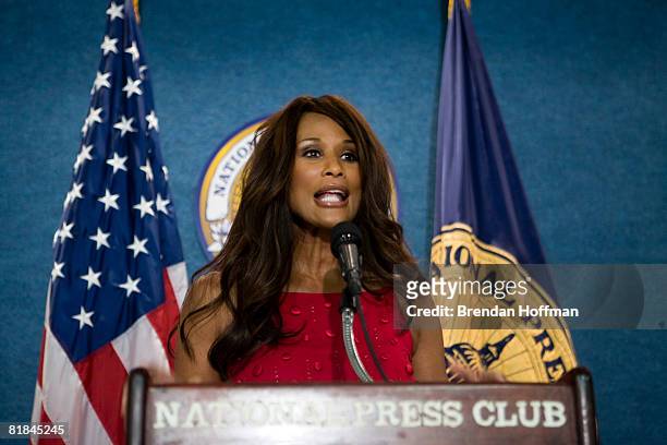 Beverly Johnson, former model and judge on the television show She's Got the Look, speaks at a press conference July 7, 2008 in Washington, DC. The...