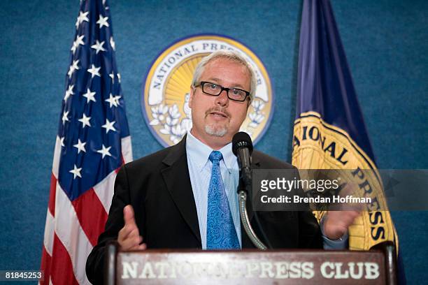 Larry Jones, president of the network TV Land, speaks at a news conference July 7, 2008 in Washington, DC. The news conference was held by TV Land to...