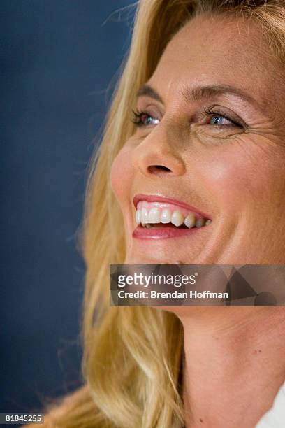 Kim Alexis, former model and host of the television show She's Got the Look, speaks at a press conference July 7, 2008 in Washington, DC. The press...