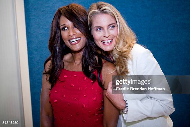 Beverly Johnson and Kim Alexis , former models and judge and host, respectively, on the television show She's Got the Look, pose for photographers...