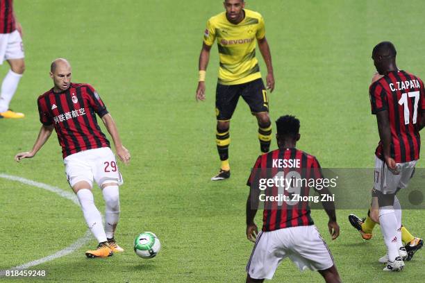 Gabriel Paletta of AC Milan passes a ball during the 2017 International Champions Cup football match between AC Milan and Borussia Dortmund at...