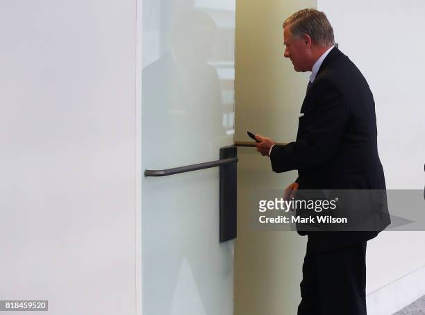 Sen. Richard Burr , Chairman of the Senate Select Committee on Intelligence, walks into a closed committee meeting on Capitol Hill July 18, 2017 in...