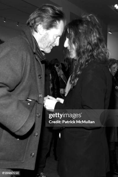 Sam Shepard and Patti Smith attend PATTI SMITH and STEVEN SEBRING: OBJECTS OF LIFE Opening Reception at Robert Miller Gallery on January 6, 2010 in...