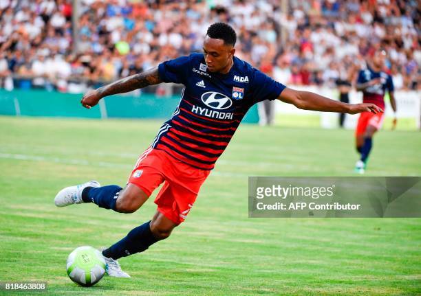 Lyon's Dutch defender Kenny Tete controls the ball during a friendly football match between Olympique Lyonnais and Ajax Amsterdam on July 18, 2017 at...