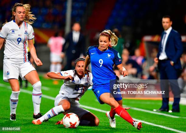 France's forward Eugenie Le Sommer outruns Iceland's midfielder Sigridur Gardarsdottir during the UEFA Women's Euro 2017 football tournament match...