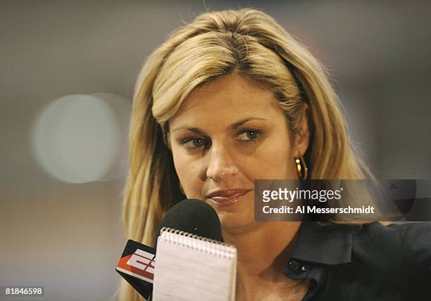 July 2: Erin Andrews of ESPN reports from the field as the Tampa Bay Rays host the Boston Red Sox July 2, 2008 at Tropicana Field in St. Petersburg,...