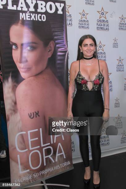 Celia Lora poses during the launching of the new Playboy with her on the cover at Plaza de las Estrellas on July 13, 2017 in Mexico City, Mexico.
