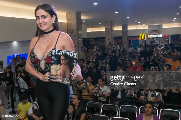Celia Lora poses during the launching of the new Playboy with her on the cover at Plaza de las Estrellas on July 13, 2017 in Mexico City, Mexico.