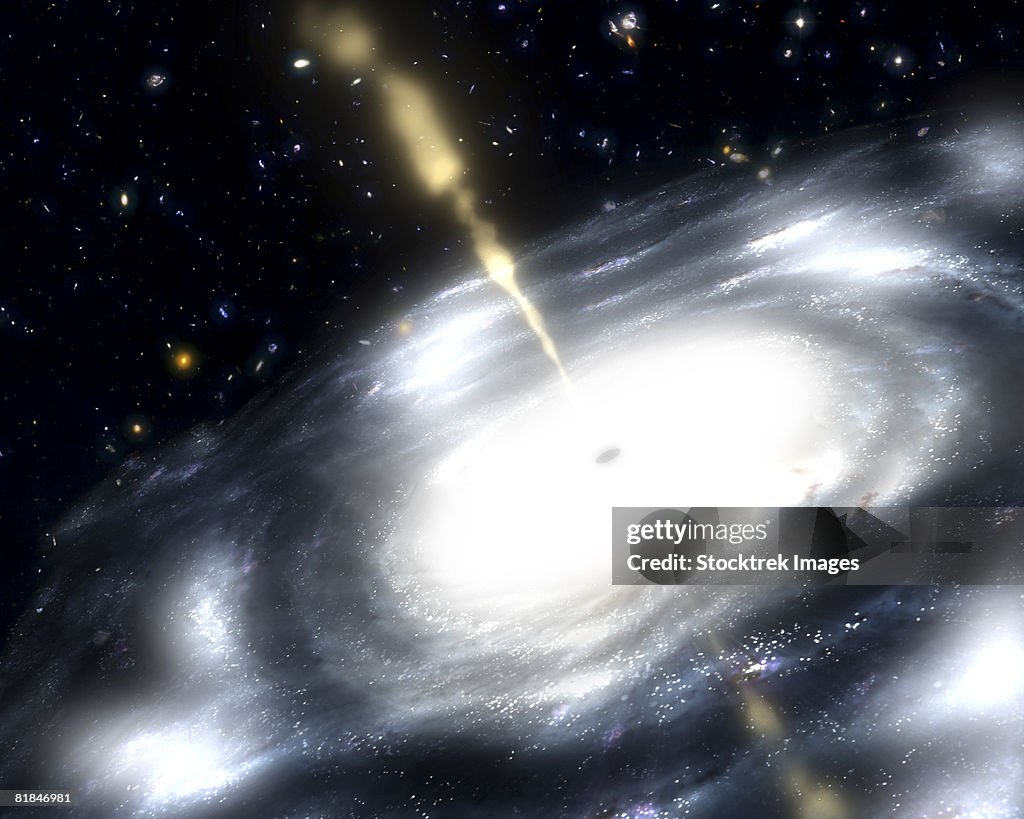 A rare, dusty galaxy that produces radio jets.