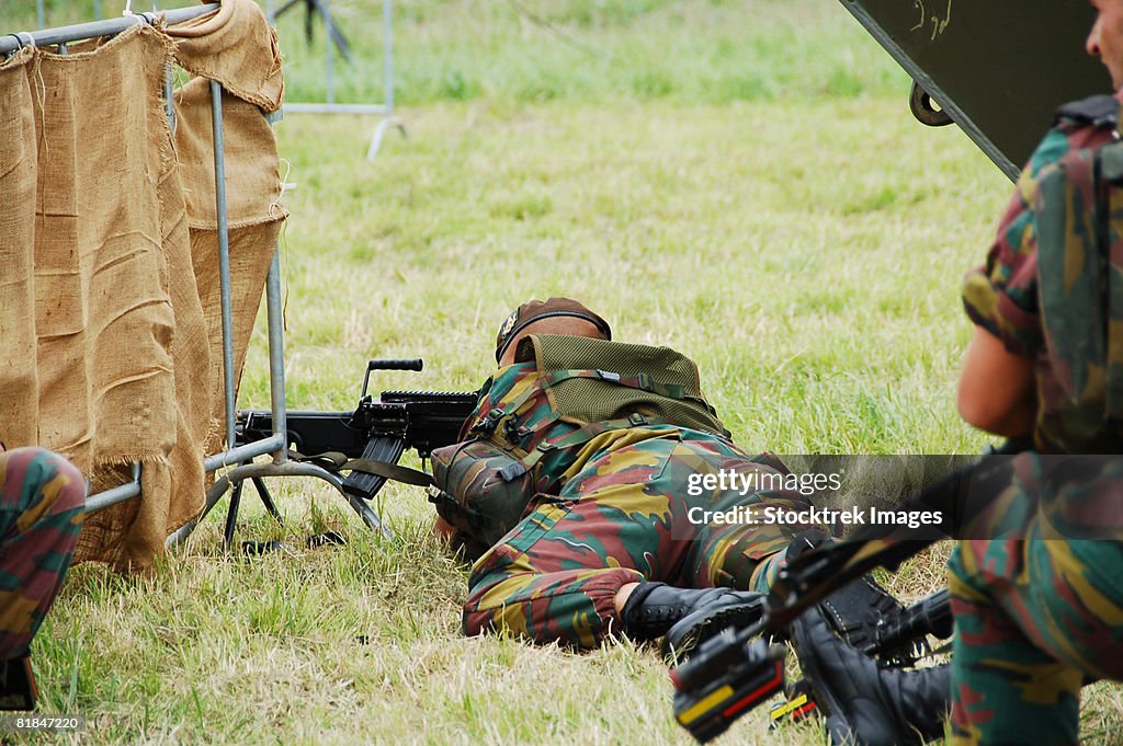 A soldier of the Belgian Army on guard.